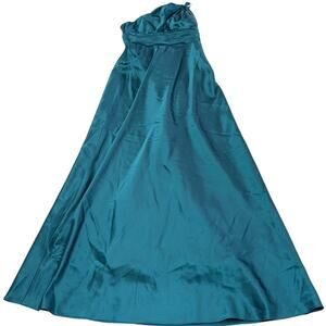 Adrianna Papell Dress Women 6 Blue Green One Shoulder Gown Pleated Waist Vintage